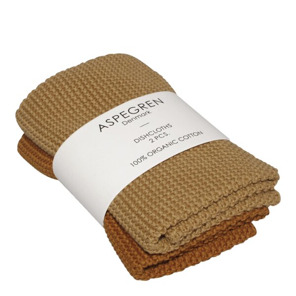 Aspegren Solid disktrasa stickad 26x26 cm 2-pack mustard