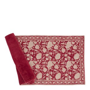 Chamois Indian Rose löpare i linne 45x150 cm röd