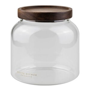 Mette Ditmer Luna glasburk med lock 13 cm klar/akaciaträ