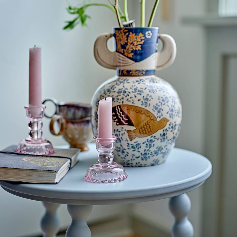 Bloomingville Delphia ljusstake i glas 3 delar rosa