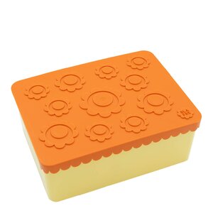 Blafre Blomma matlåda plast tre fack 14x19 cm orange/ljusgul