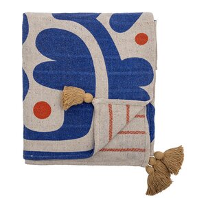 Bloomingville Eviaya pläd 160x130 cm blå