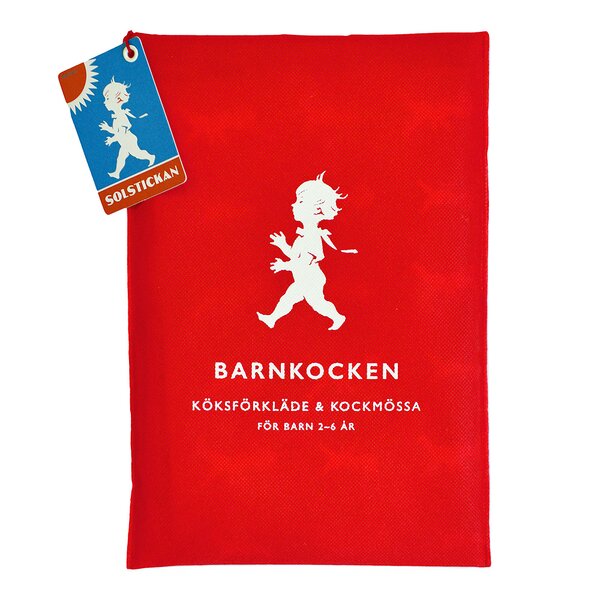 SOLSTICKAN Förkläde + Kockmössa barn Röd