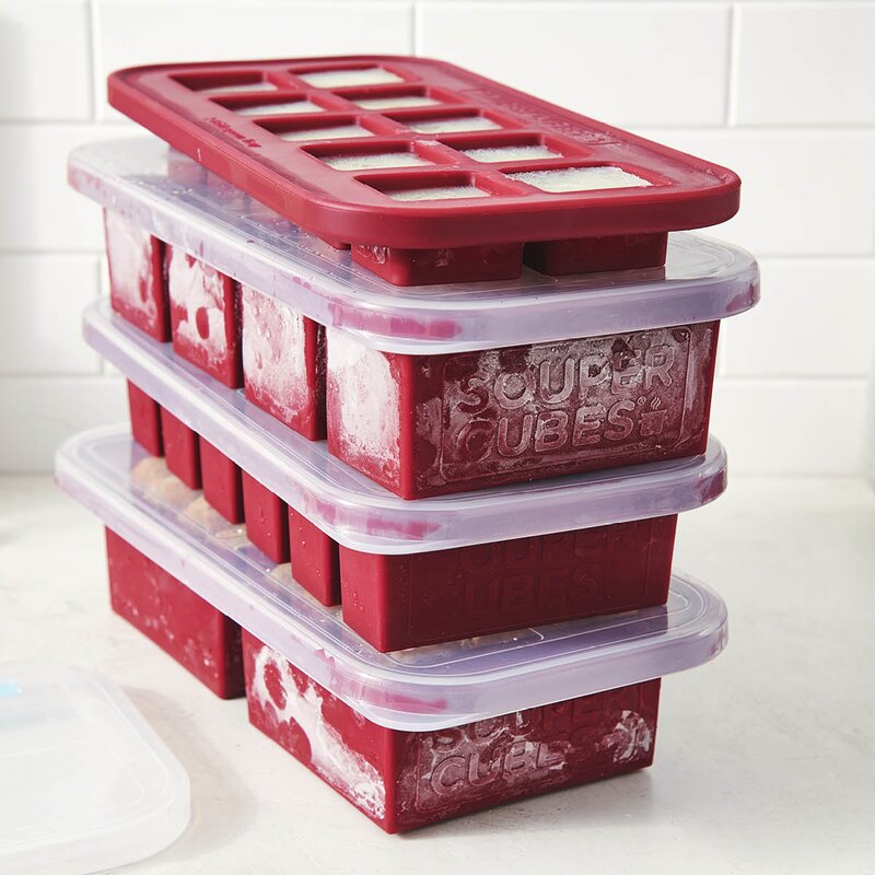 Souper Cubes Matförvaring med silikonlock set 4-pack cranberry