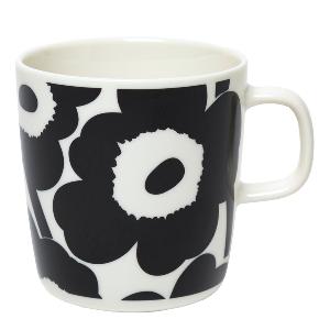 Marimekko Oiva Unikko mugg 40 cl vit/svart