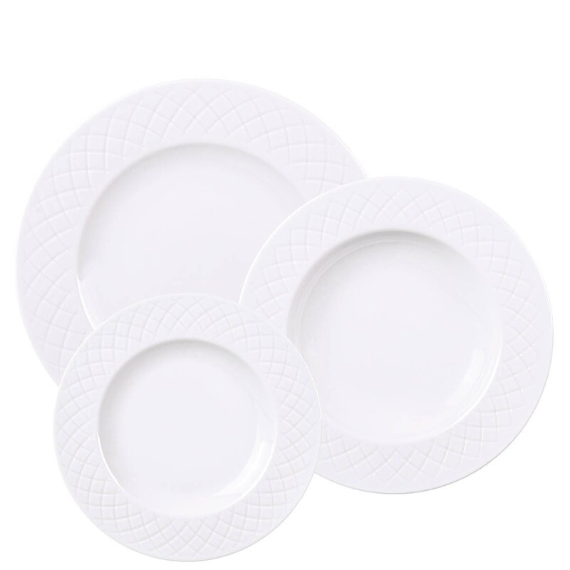 Tramontina Ingrid tallriksset 12 delar tre olika storlekar vit