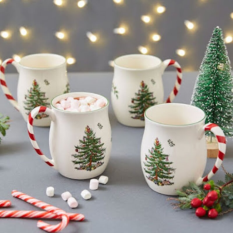 Spode Christmas Tree mugg 40 cl 4-pack polkagris
