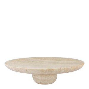 Mette Ditmer Travertine runt dekorationsfat på fot 32 cm linen
