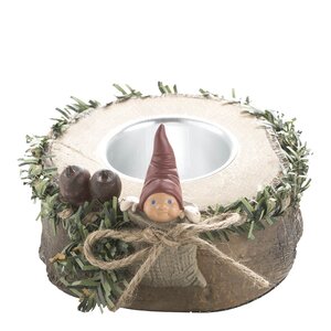 Klarborg Ljusstake för blockljus Stubbe med tomtenisse