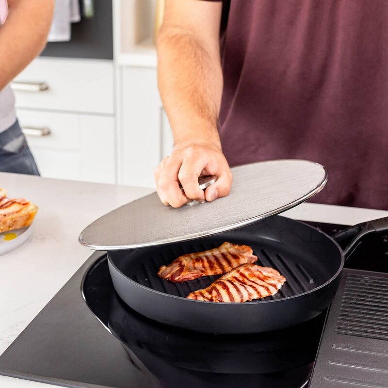 KitchenAid stänkskydd till stekpanna 33 cm rostfritt stål