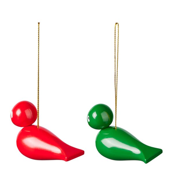 Kay Bojesen Denmark Julfåglar 5 cm 2-pack röd/grön
