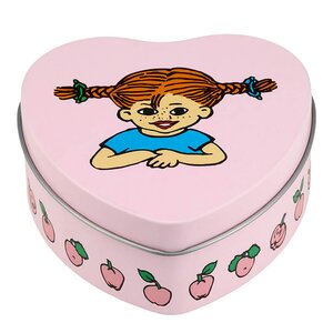 Muurla Pippi plåtburk hjärtformad 10 cm frukter/rosa