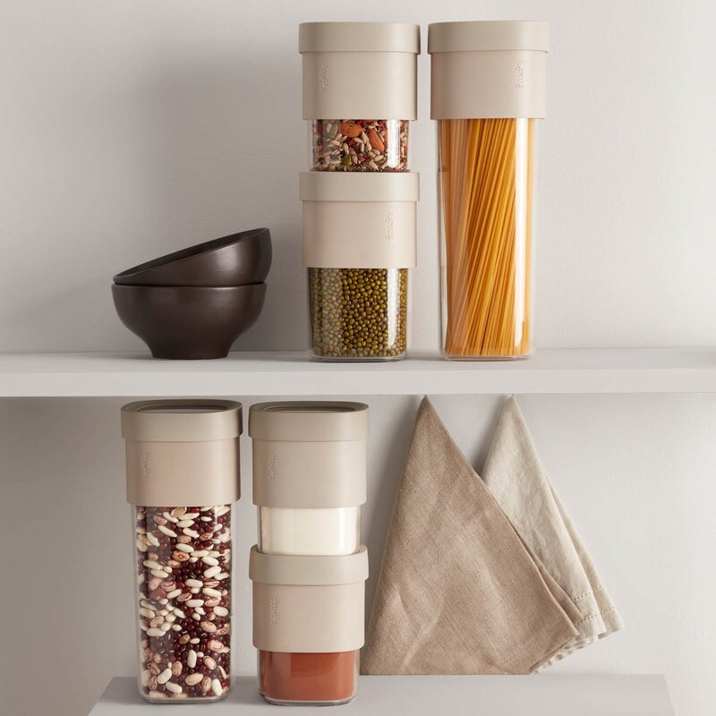 Lékué Flip Storage förvaringsburk M med lock beige