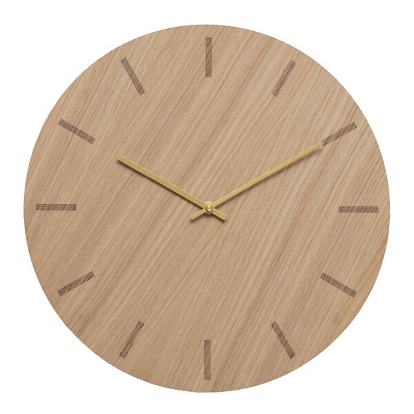 Hemverk Light Oak väggklocka 38 cm ljus ek med guldvisare