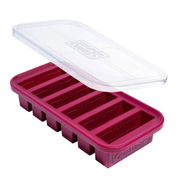 Souper Cubes Matförvaring med silikonlock half-cup 6×125 ml cranberry