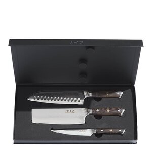 Damaskus by Haws Wengé knivset 3 delar brun