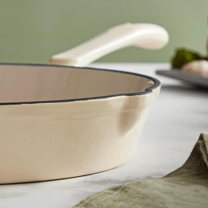 Barbary&Oak Stekpanna Gjutjärn rund 26 cm 1 L Creme