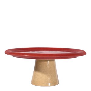 ByOn Porto tårtfat 26,5 cm röd/beige