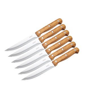 Dorre BBQ biffkniv 22,5 cm 6-pack stål/akacia