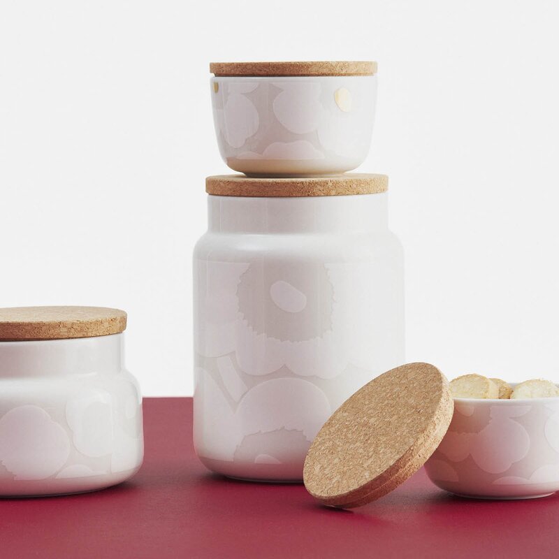 Marimekko Oiva Unikko behållare 1,2 L vit
