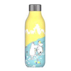 Les Artistes Bottle Up Mumin termoflaska 0,5 L Mumin i skogen gul/blå