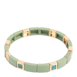 A&C Oslo Enamel Tiles Stone Line armband grön/guld