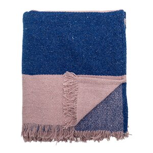 Bloomingville Cadeo pläd 160x130 cm blå/rosa