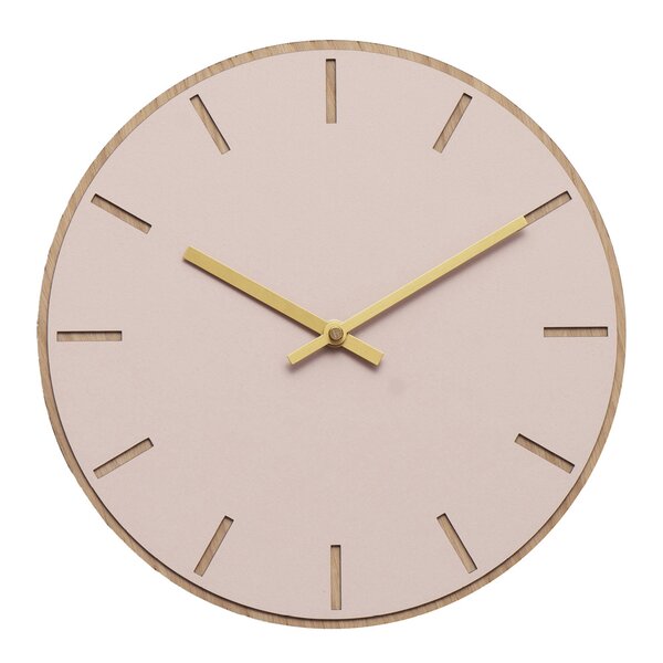 Hemverk Powder väggklocka 28 cm rosa med guldvisare