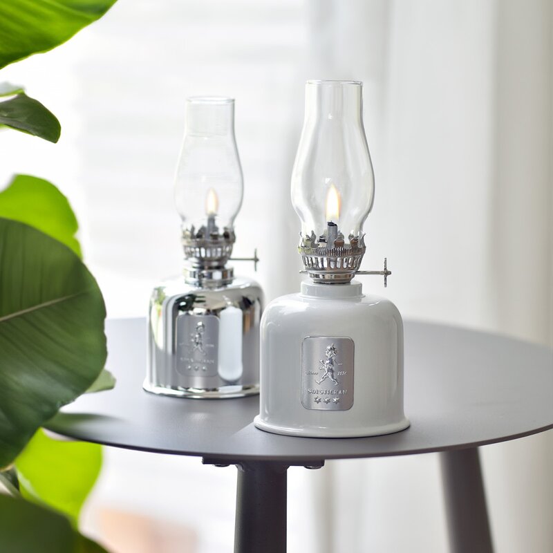 SOLSTICKAN Oljelampa 20 cm vit/silver