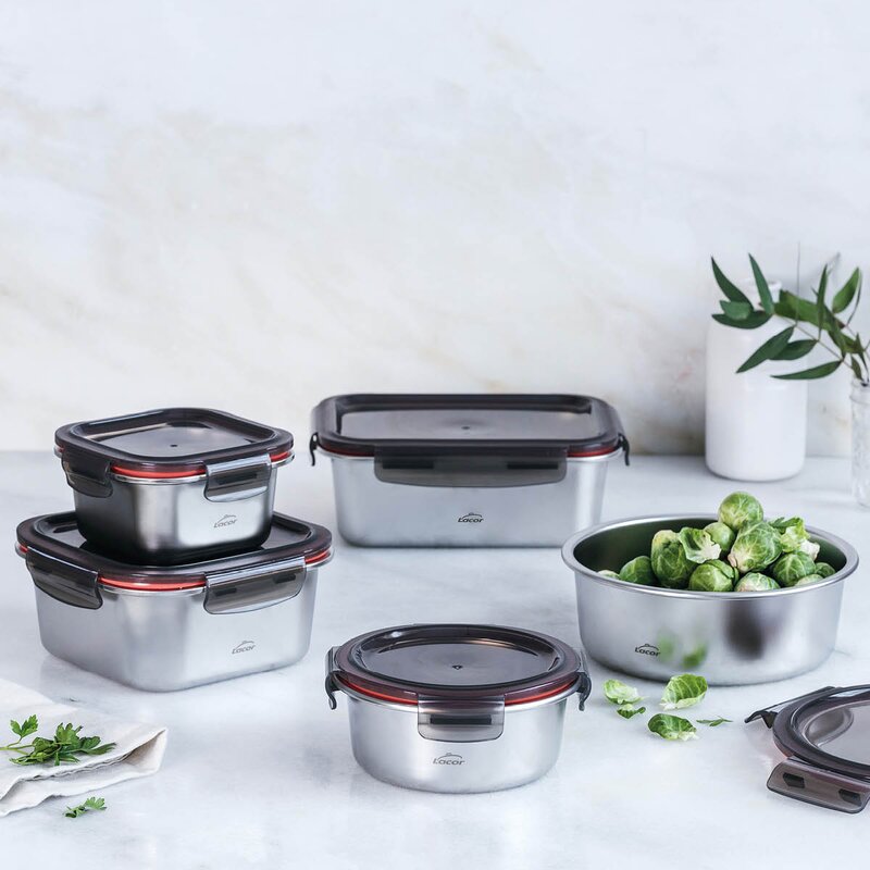 Lacor Matlådor i stål med tätt lock 3 st 0,26 L