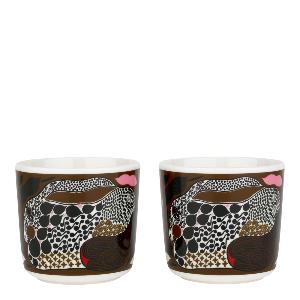 Marimekko Rusakko Kopp utan öra 20 cl 2-pack Vit/Brun/Röd
