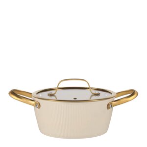 Maku Kastrull med glas lock 20 cm 2,4 L beige