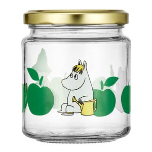 Muurla Mumin glasburk 0,5L med klistermärke 4-pack gul