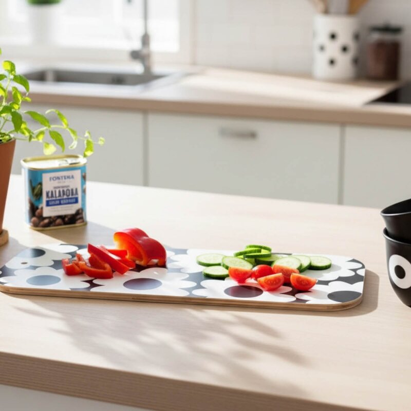 Rotor Design Flora skärbräda 40x70 cm svart/vit