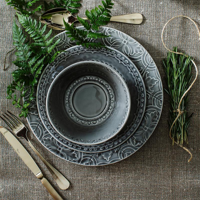 Bordallo Pinheiro Rua nova tallrik flat 22 cm grå