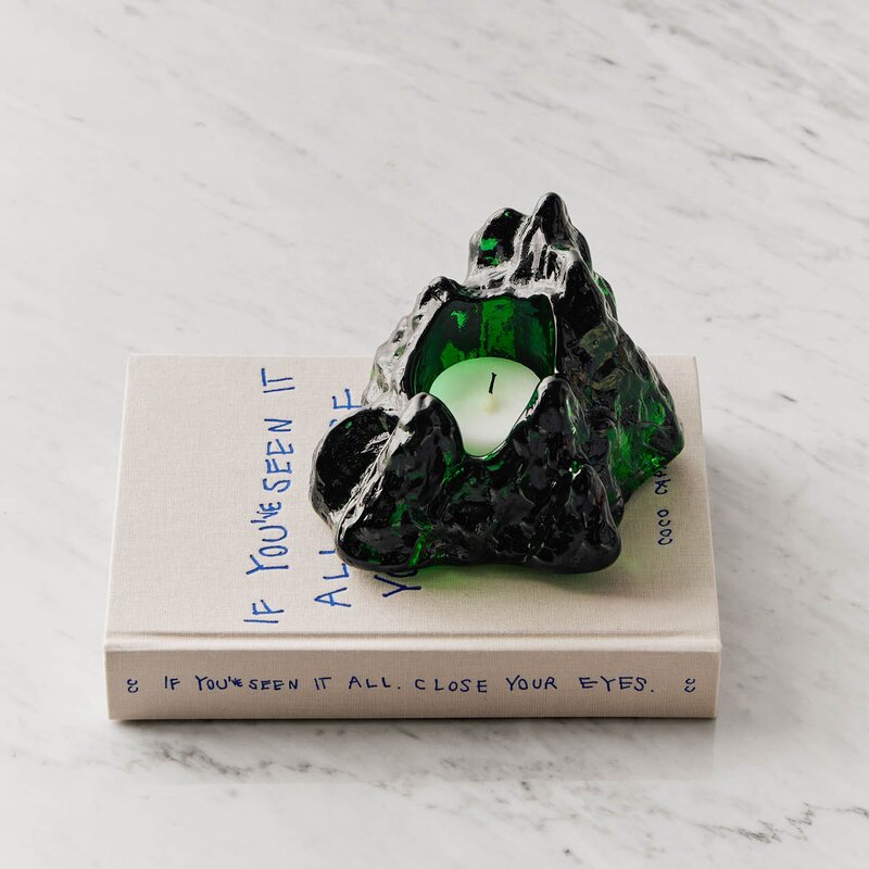 Kosta Boda The Rock ljuslykta 9 cm smaragdgrön