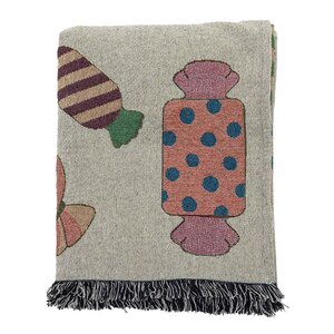 Bloomingville Caramella pläd i återvunnen bomull 130x170 cm multi