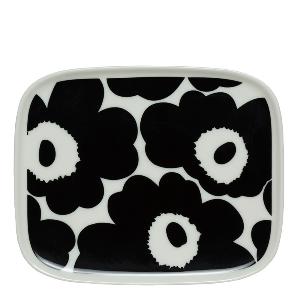 Marimekko Oiva Unikko assiett 15x12 cm vit/svart