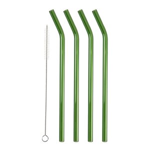 Lyngby Sugrör med böj 21,5 cm 4-pack glas grön