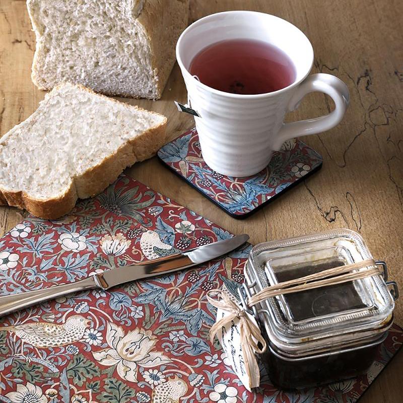 Morris & Co Strawberry Thief Glasunderlägg 6-pack Röd