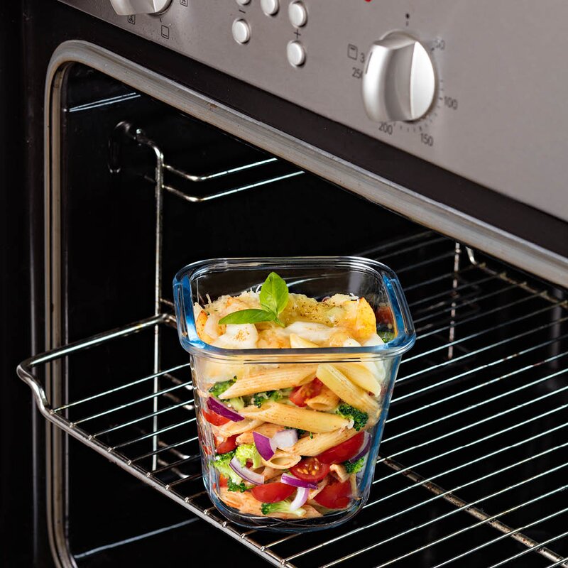 Pyrex Cook & Go matlåda 12x12 cm 0,8 L klar/blå