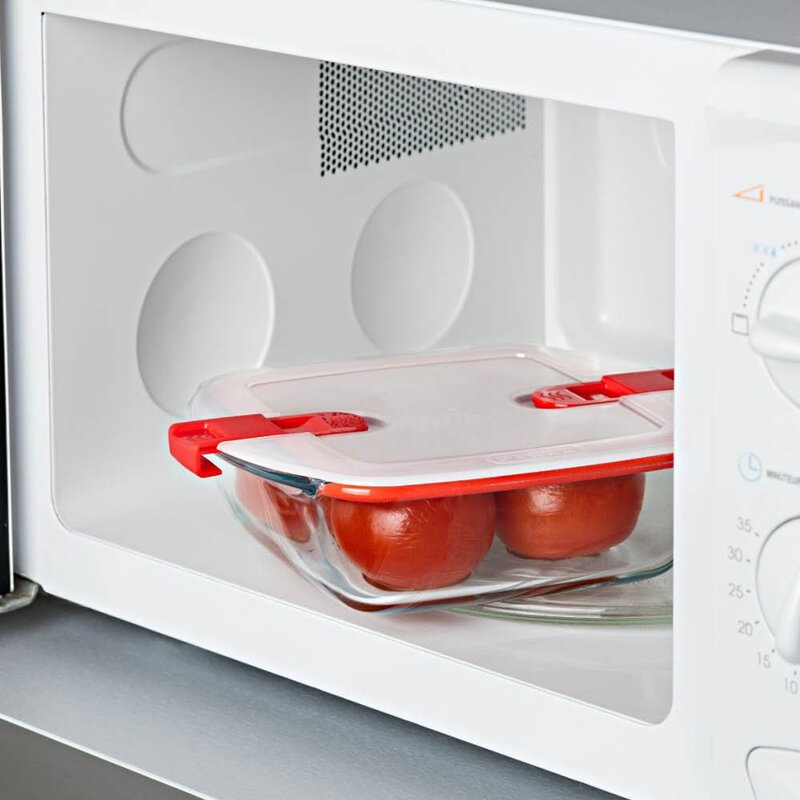 Pyrex Cook & Heat förvaringsburk 2,2 L röd/klar