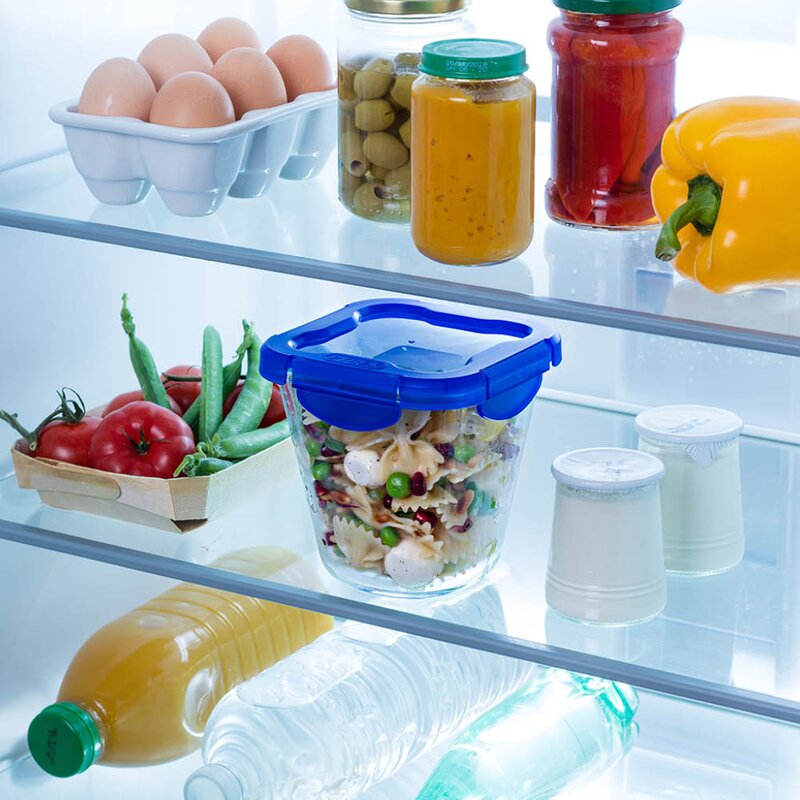 Pyrex Cook & Go matlåda 12x12 cm 0,8 L klar/blå