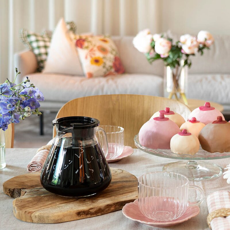 OBH Nordica Rosa Bandet glaskanna 1,25?L till Blooming kaffebryggare, bröstmönster