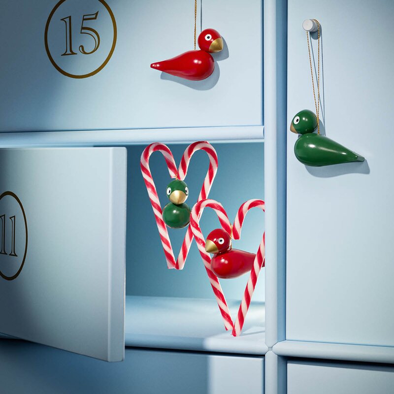 Kay Bojesen Denmark Julfåglar 5 cm 2-pack röd/grön