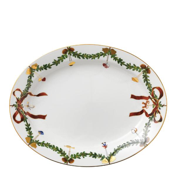 Star Fluted Christmas Serveringsfat Ovalt 37 cm