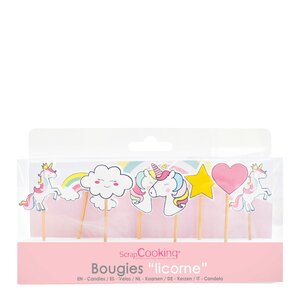 ScrapCooking Tårtljus enhörning 8-pack mix