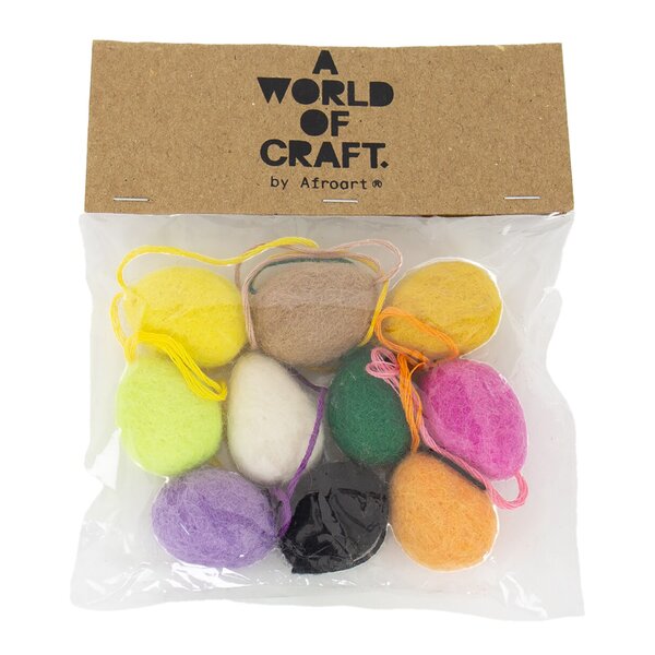 A World of Craft Påskpynt hänge 3x2 cm Filtade ägg 10-pack multi