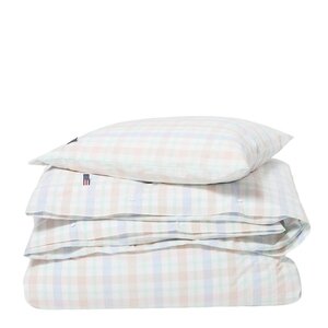 Lexington Multi Checked Cotton Percale påslakanset 150x210 cm vit/multi