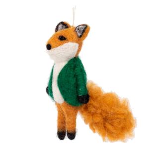 A World of Craft Julhänge Räv i grön Jacka 11 cm Brun